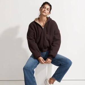 Madewell MWL Reversible Puffer Hoodie Jacket Spiced Raisin Size Large NWT Cotton